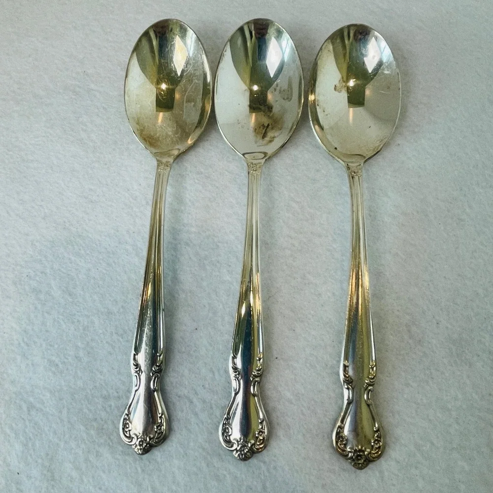 Rogers & Bro Daybreak Silver Plate Soup Spoons Set of 3 Reinforced Plate Vintage